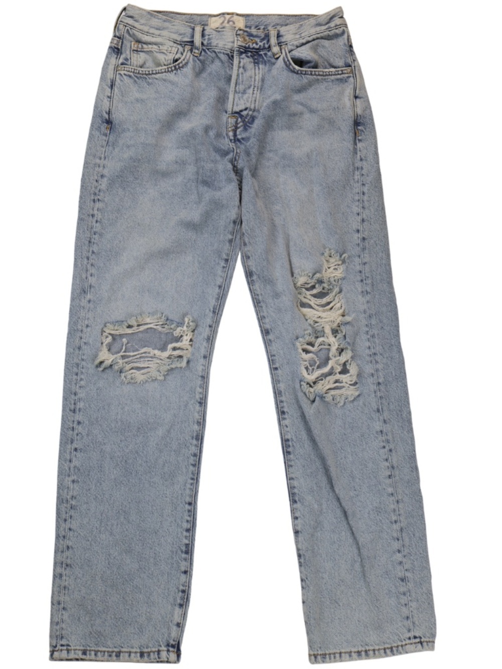 We The Free Jeans Size 26 Distressed Straight Leg Button Fly Light Wash